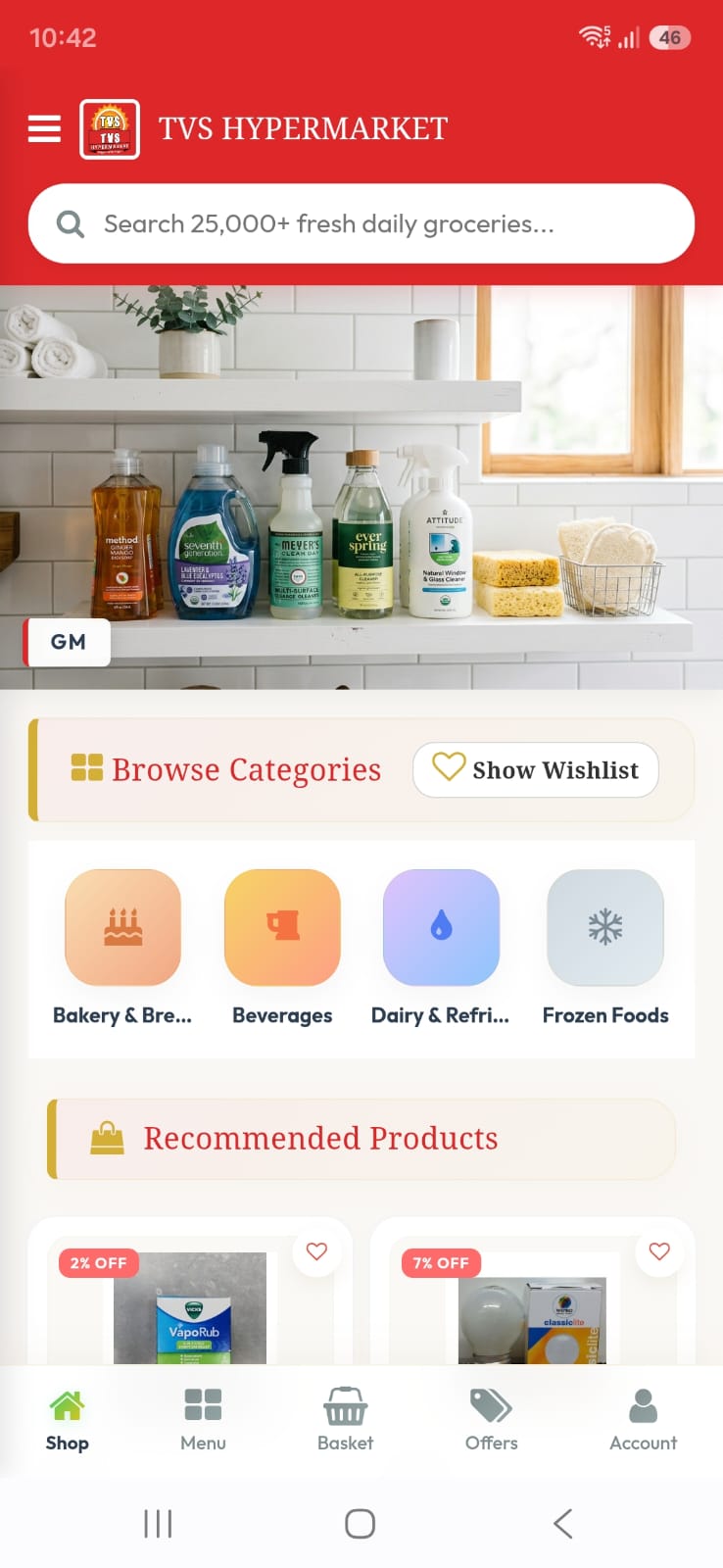 TVS Grocery Analytics App admin screen